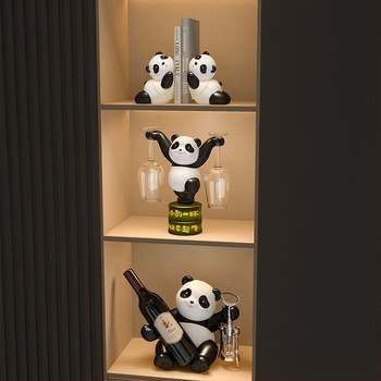 Panda borosállvány díszítő készlet nappaliba — elegáns, könnyed luxus otthoni dekoráció, lakásavató ajándék