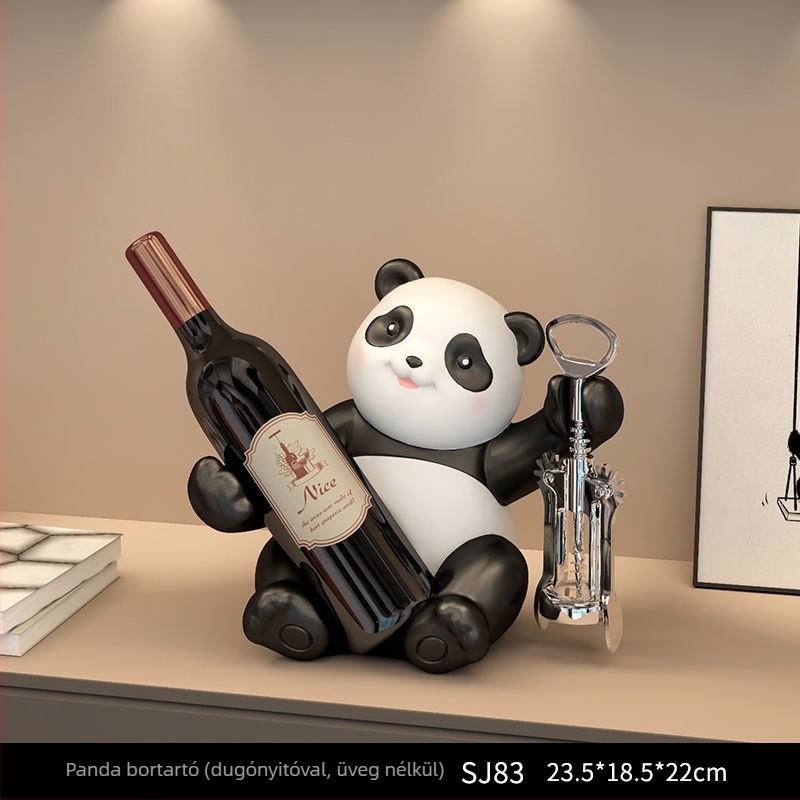 Panda borosállvány díszítő készlet nappaliba — elegáns, könnyed luxus otthoni dekoráció, lakásavató ajándék