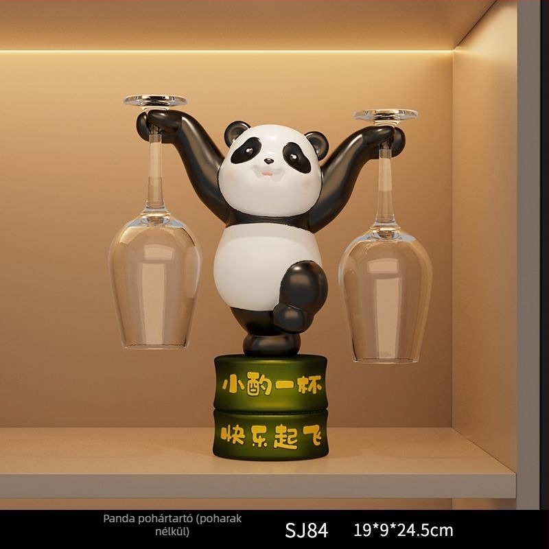 Panda borosállvány díszítő készlet nappaliba — elegáns, könnyed luxus otthoni dekoráció, lakásavató ajándék