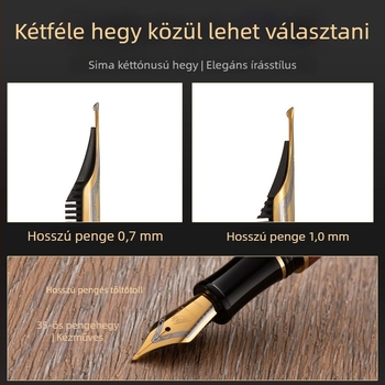 No. 35, kézzel polírozott fa toll, kétszínű tollheggyel kalligráfiához, tintatartóval