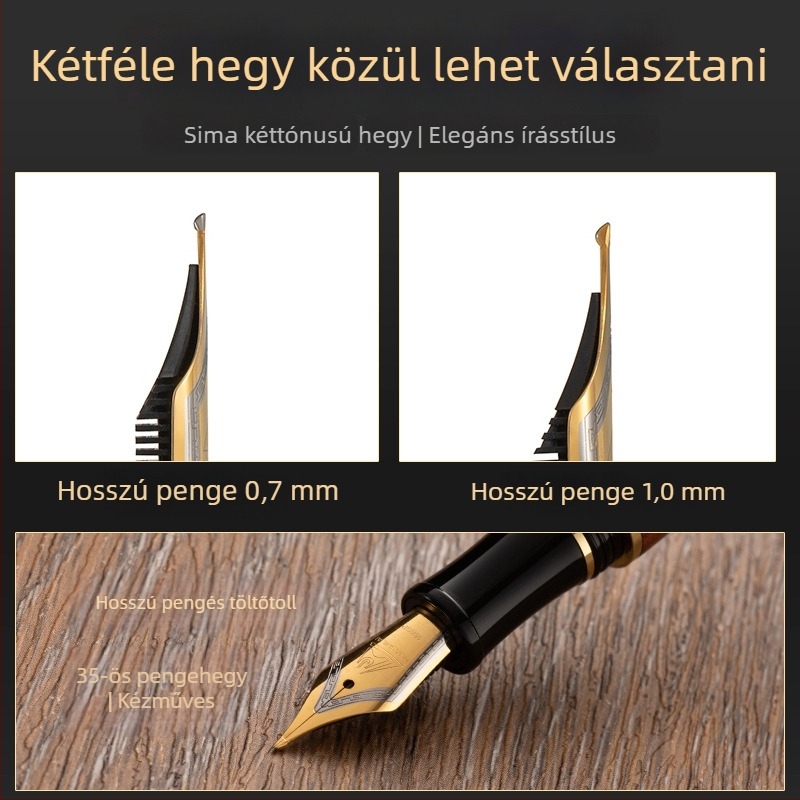 No. 35, kézzel polírozott fa toll, kétszínű tollheggyel kalligráfiához, tintatartóval