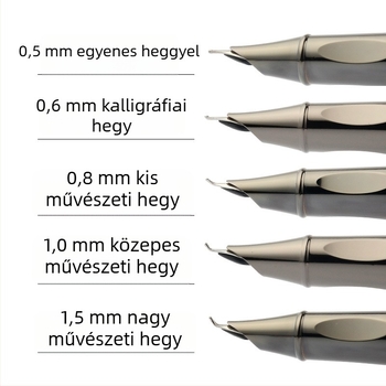 Aisi toll ajándék készlet, fémtestű toll, görbült heggyel kaligráfiához, aláíráshoz, üzleti ajándék