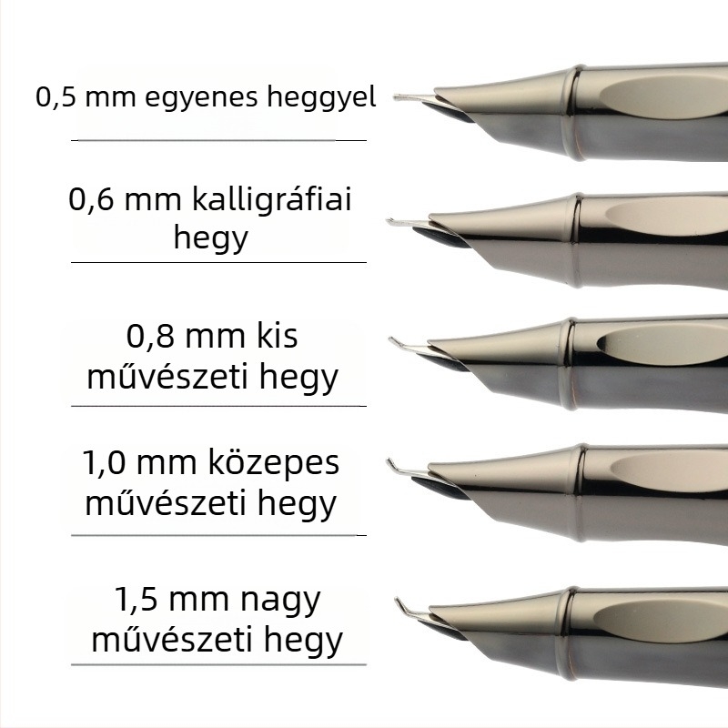 Aisi toll ajándék készlet, fémtestű toll, görbült heggyel kaligráfiához, aláíráshoz, üzleti ajándék