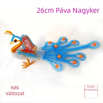 26 cm-es alumíniumdrót páva modell dekoratív dísztárgy otthonra