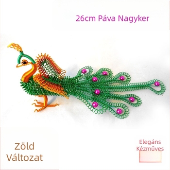 26 cm-es alumíniumdrót páva modell dekoratív dísztárgy otthonra