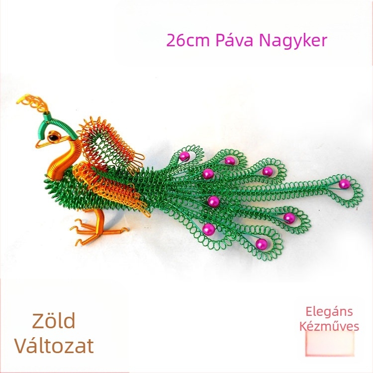 26 cm-es alumíniumdrót páva modell dekoratív dísztárgy otthonra