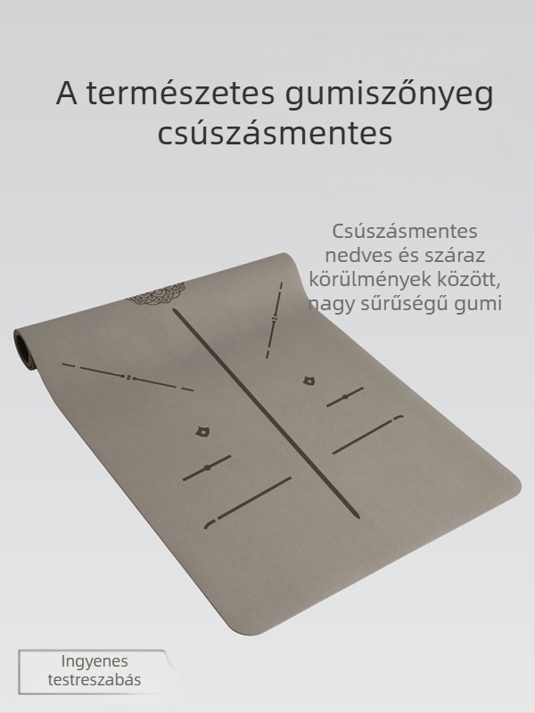 Kókuszhéj textúrájú természetes gumi jóga matrac, kopásálló, csúszásmentes, 4,5 mm, 183x68 cm, testtartás útmutató vonalakkal