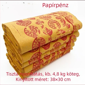 Rendkívül nagy csomag, 2,35 kg pénzt vonzó jóspapír, öt irányú Buddha pecsét, nagy pénzfa, sárga felajánlópapír égésre