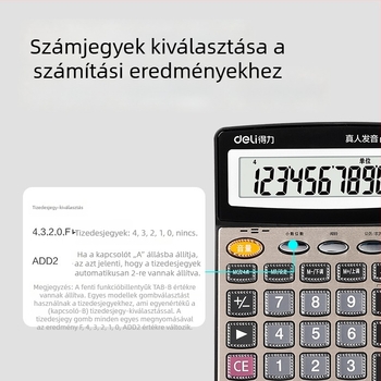 Deli 1559N 12 számjegyű asztali számológép hangfunkcióval irodai és pénzügyi használatra