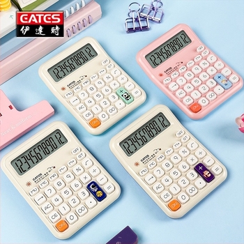 EATES Q11 Diák számológép - 12 számjegy kijelző, aranyos rajzfilm dizájn, pénzügyi és irodai használatra