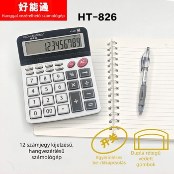 HT-826 12 számjegyű hangalapú számológép, asztali irodai használatra