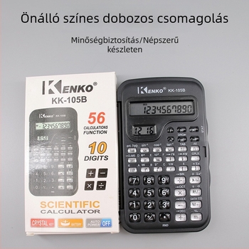 KK105B kétkijelzős tudományos számológép idő kijelzővel és átlátszó gombokkal - ideális diákoknak és vizsgákhoz