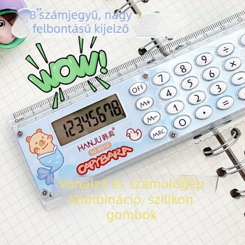 HJ-9012 Kreatív vonalzó–számológép diákoknak, 8 számjegy kijelzéssel, szív mintával