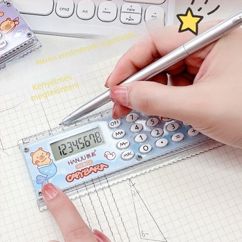 HJ-9012 Kreatív vonalzó–számológép diákoknak, 8 számjegy kijelzéssel, szív mintával
