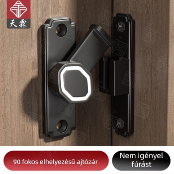 Fúrás nélküli csúszóajtó és ablak zár, 90° felületre szerelt zár fürdőszobához és erkélyajtóhoz, alumíniumötvözet