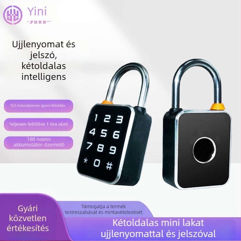 Mini ujjlenyomat- és jelszavas zár, kétoldalas feloldás, kompakt kültéri vízálló Bluetooth digitális zár szekrényhez