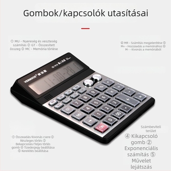 Üzleti hangfunkcióval rendelkező számológép, nagy kijelzővel és nagy gombokkal pénzügyi könyveléshez