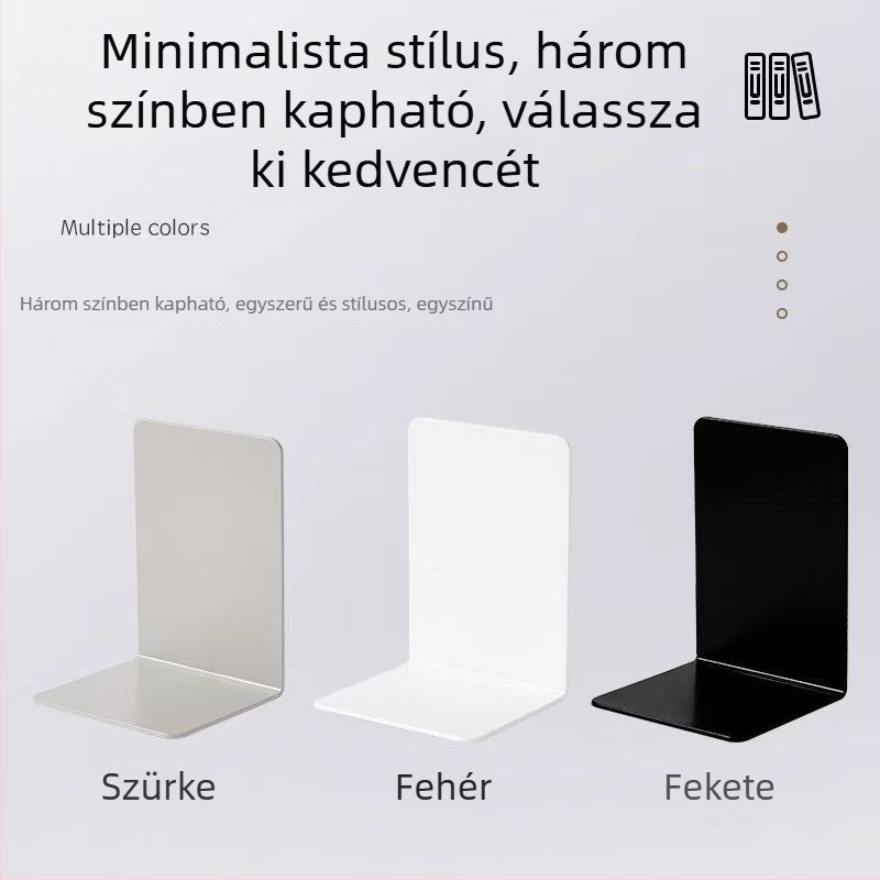 Minimalista műanyag L-alakú könyvállvány, asztali rendező