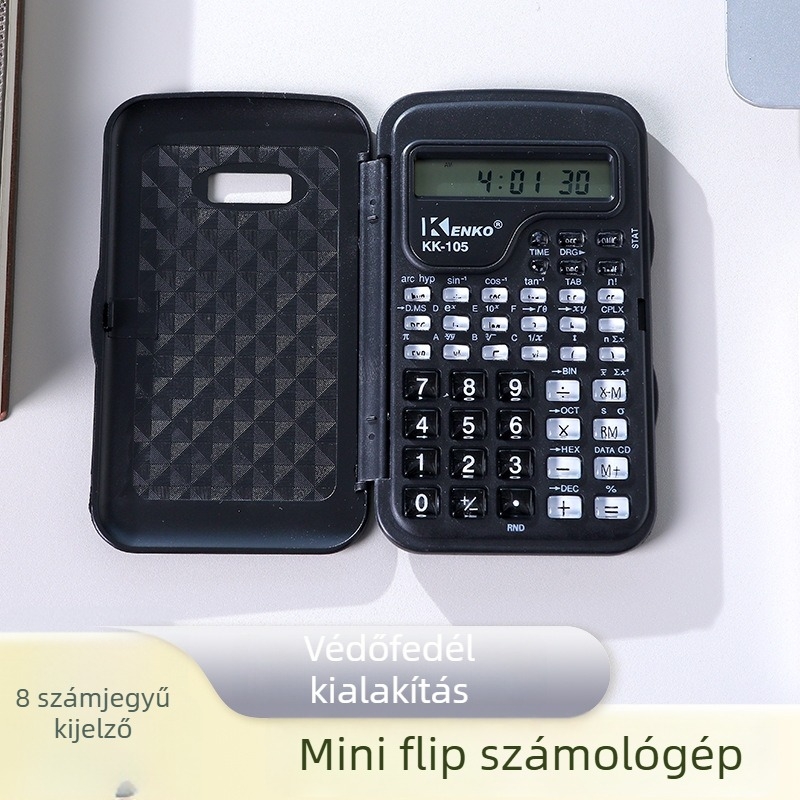 KK105 felnyíló, átlátszó kalkulátor tudományos funkciókkal diákvizsgákhoz