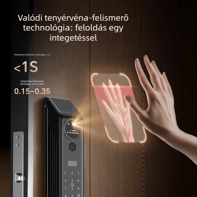 3D arc felismeréses okoszár, automatikus ujjlenyomat- és jelszó-hozzáféréssel, elektronikus zár megfigyelő kamerával