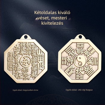 Taoista kulcstartó és medál sárgarézből, Bagua talizmánnal a békéért