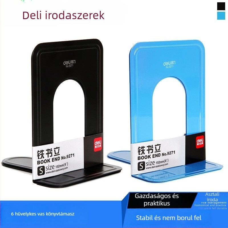 Deli 9271 Megvastagodott fémből készült könyvtartó, 6 hüvelyk, 2 darabos készlet