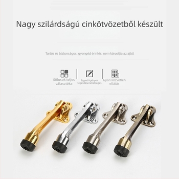 Zinkötvözetből készült patkó alakú ajtóstopper, mozgó gumibumperrel, falra szerelve, hálószobai ütközés elleni védelem