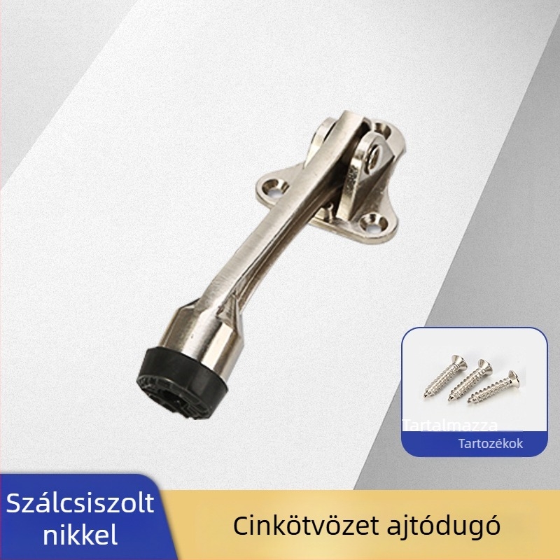 Zinkötvözetből készült patkó alakú ajtóstopper, mozgó gumibumperrel, falra szerelve, hálószobai ütközés elleni védelem