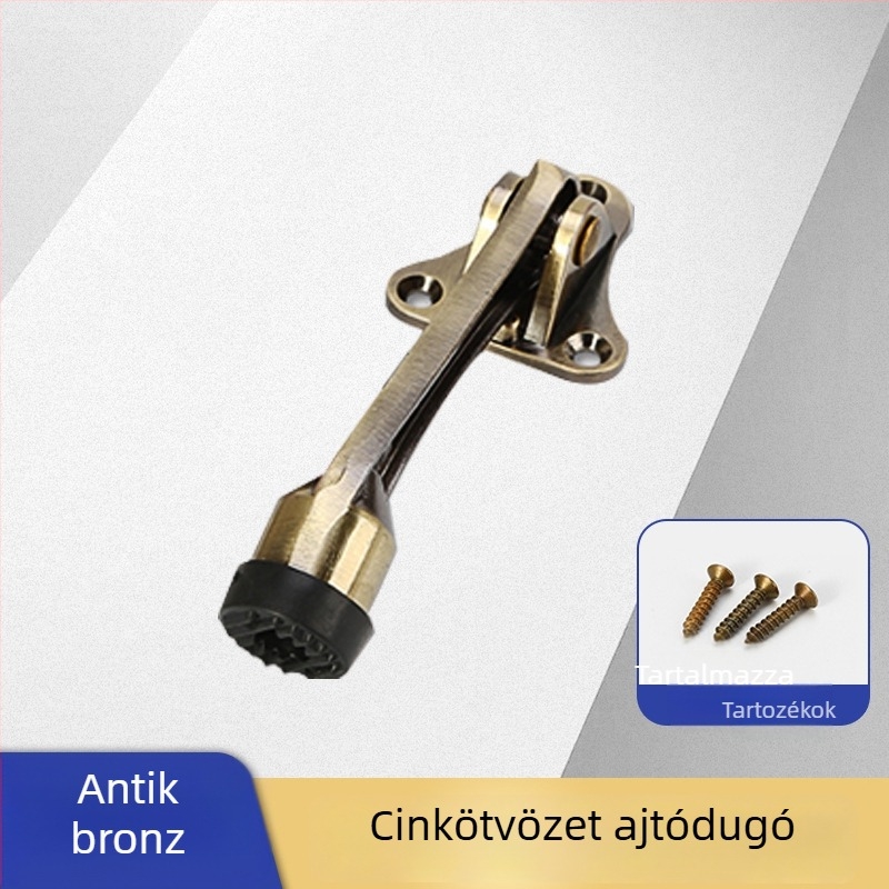 Zinkötvözetből készült patkó alakú ajtóstopper, mozgó gumibumperrel, falra szerelve, hálószobai ütközés elleni védelem