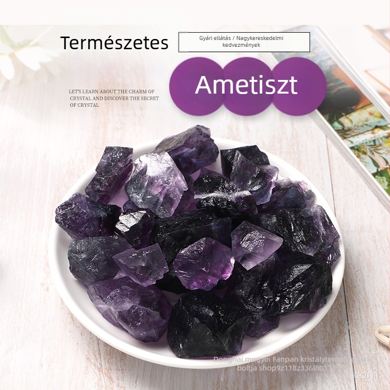 Lila fluorit – természetes nyers kő, kavicsos darabok aromaterápiához és bonsai dekorációhoz, nagy szemcseméret