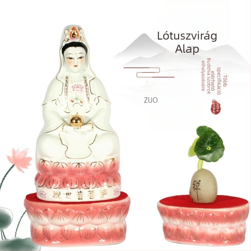 Kerámiából készített Guanyin szobor számára lótusz-reliefes talp és emelő párna