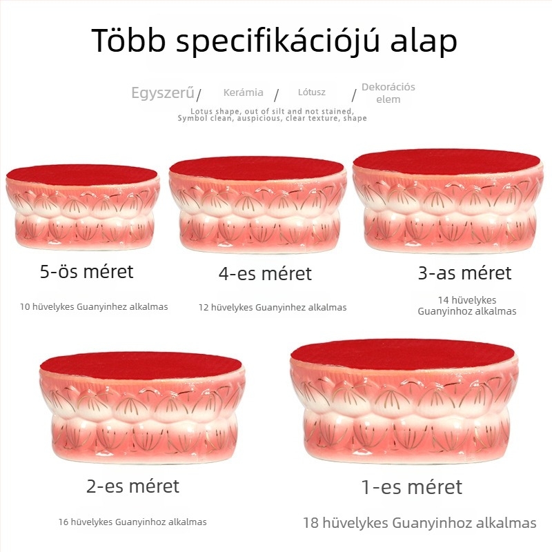 Kerámiából készített Guanyin szobor számára lótusz-reliefes talp és emelő párna