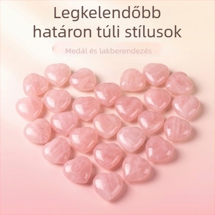 Természetes rózsaszín kvarc szív alakú medál, rózsaszín kristály szív alakú nyaklánc, félkő kristály ékszer.