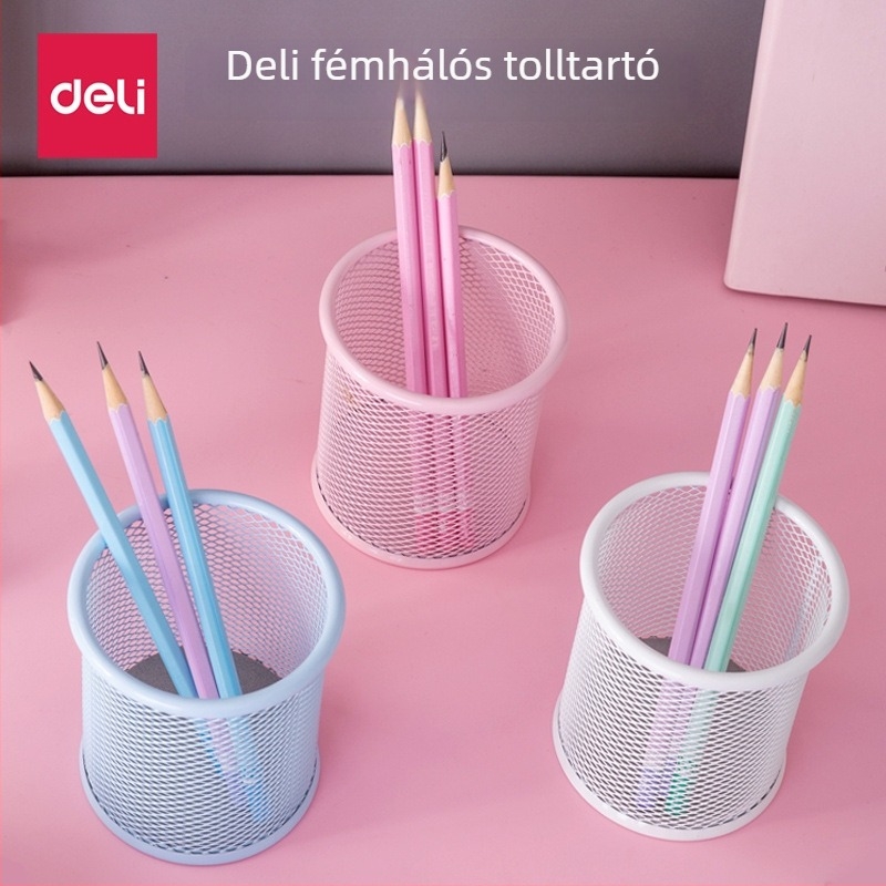 Deli 9153 Színes kör alakú tolltartó fém dróthálóból