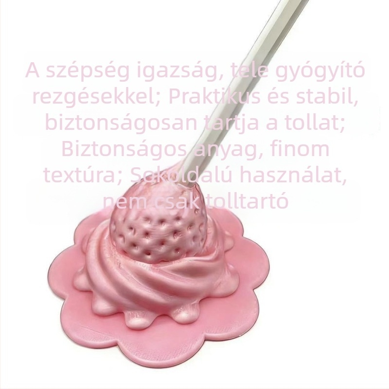 3D-nyomtatott eper milkshake témájú tolltartó, kompatibilis stylussal és gél tollakkal, asztali dekoráció
