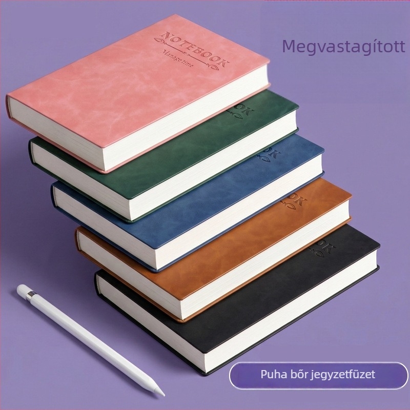 Puha érzetű műbőr jegyzetfüzet logóval testre szabható, A5 méretű üzleti találkozókhoz