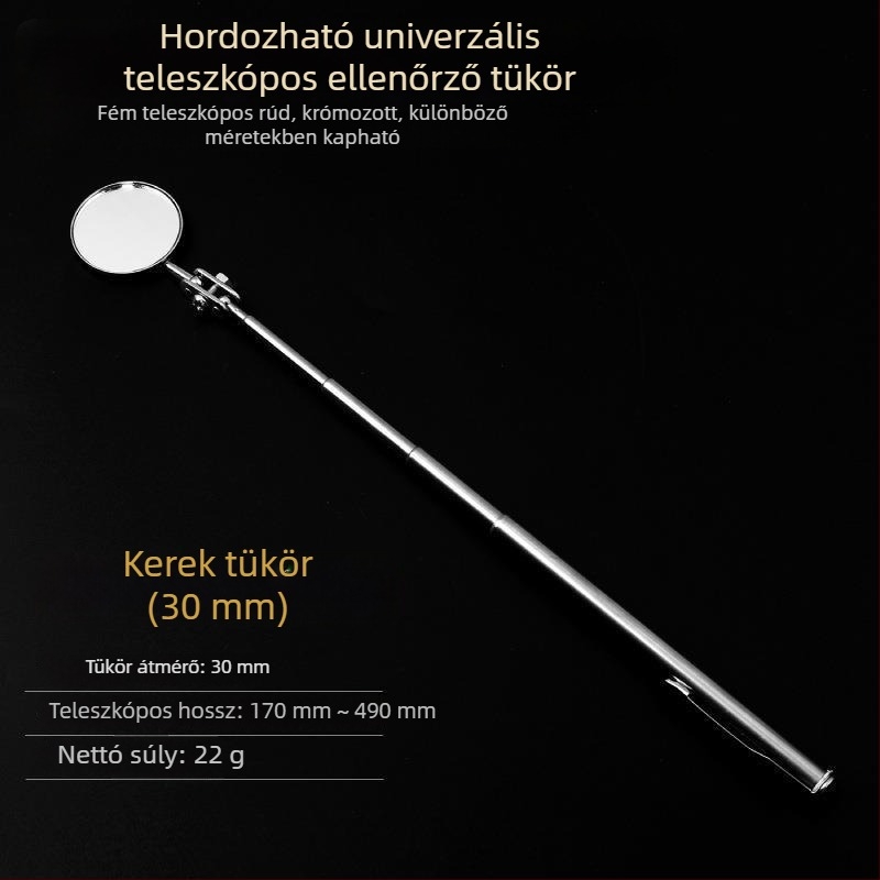 Rozsdamentes acélból készült, univerzálisan összecsukható teleszkópos alvázellenőrző tükör