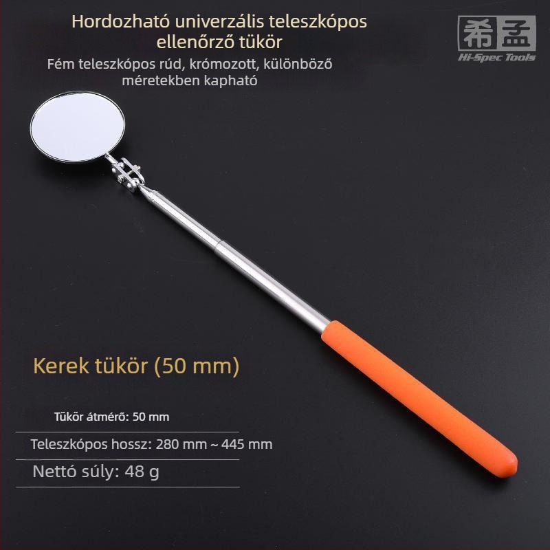 Rozsdamentes acélból készült, univerzálisan összecsukható teleszkópos alvázellenőrző tükör