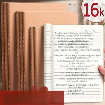 A4-es kraftpapír notesz diákoknak, olvasási napló és jegyzet, puha fedél, 60 oldal, vonalas