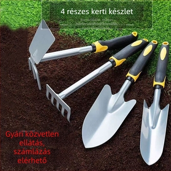Faültetési eszközök készlet: kettős funkciójú kapálásra és ásásra, négy darabos kerti ásási és gyomirtási készlet, kis ültetőkanál cseréphez