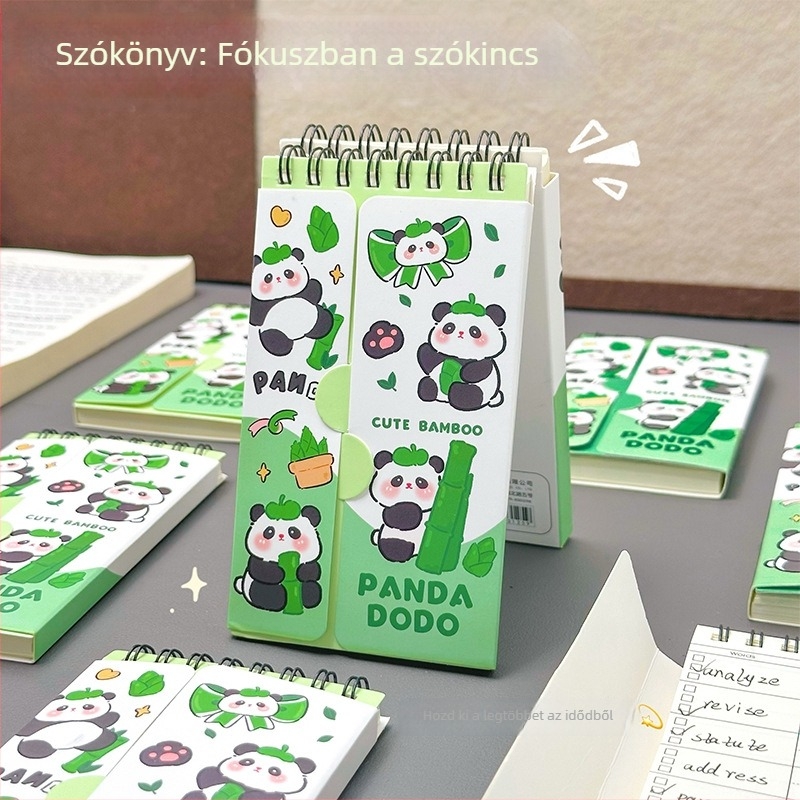 Cuki panda angol szókincs jegyzet, memóriakönyv, hordozható zsebfüzet középiskolásoknak