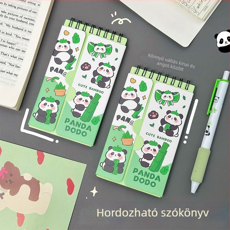 Cuki panda angol szókincs jegyzet, memóriakönyv, hordozható zsebfüzet középiskolásoknak