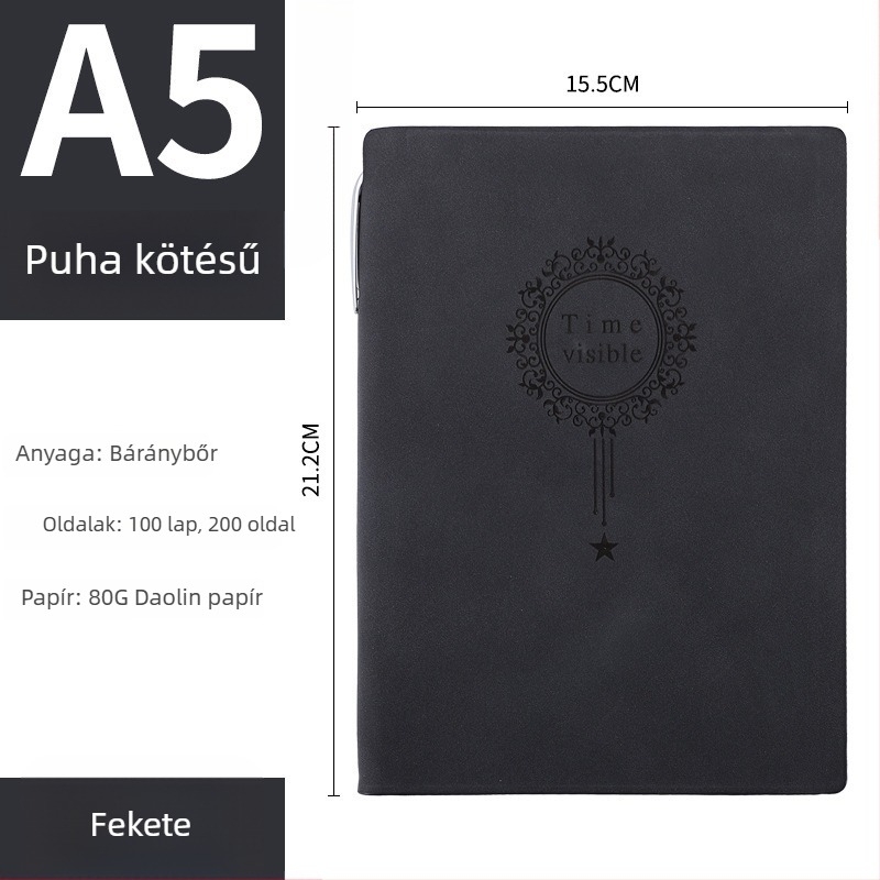 A5-ös PU bőr noteszkészlet, kreatív irodai kellék, puha bőrtok, vastag üzleti jegyzetfüzet logó nyomtatási lehetőséggel