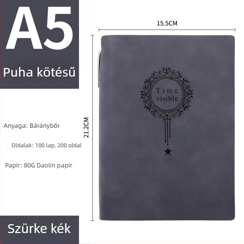 A5-ös PU bőr noteszkészlet, kreatív irodai kellék, puha bőrtok, vastag üzleti jegyzetfüzet logó nyomtatási lehetőséggel