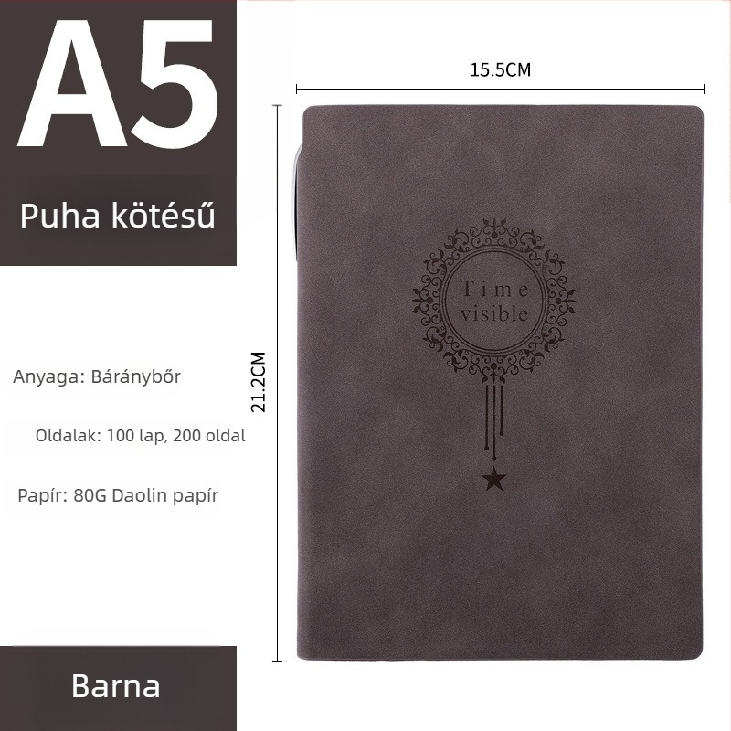 A5-ös PU bőr noteszkészlet, kreatív irodai kellék, puha bőrtok, vastag üzleti jegyzetfüzet logó nyomtatási lehetőséggel