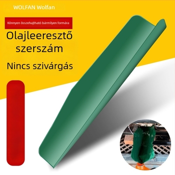 Rugalmas olajvezető eszköz összecsukható tölcsérrel