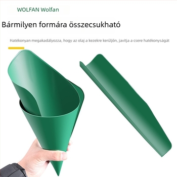 Rugalmas olajvezető eszköz összecsukható tölcsérrel