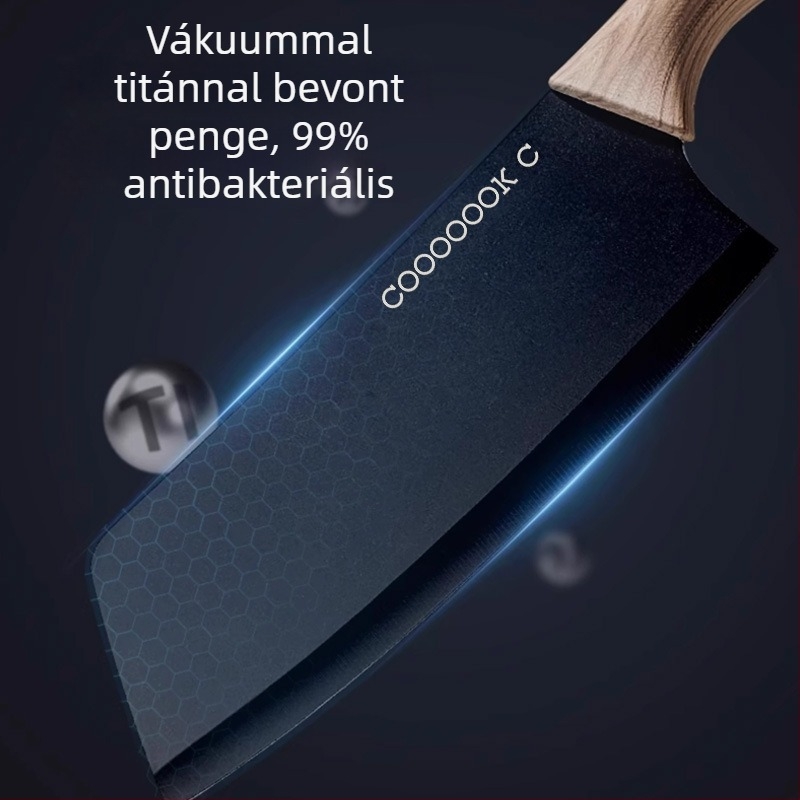 Konyhai késkészlet Santoku és gyümölcs kés, titán kés tokkal