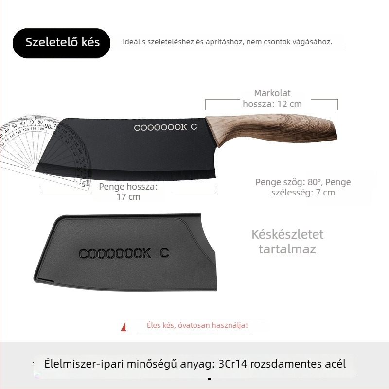 Konyhai késkészlet Santoku és gyümölcs kés, titán kés tokkal