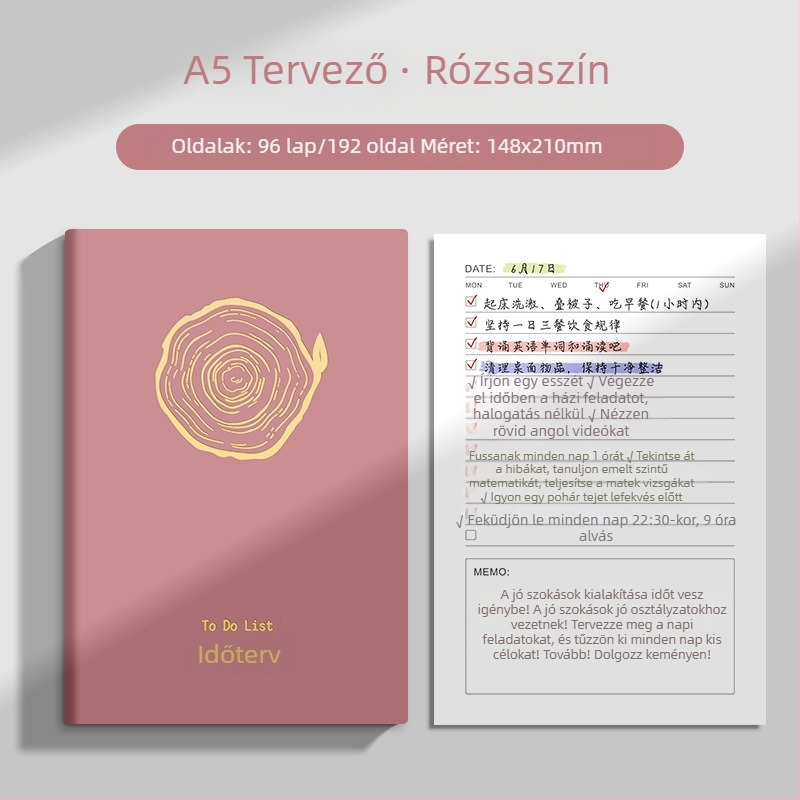 A5 jegyzetfüzet PU bőr borítással – 2026-os tervező üzleti és irodai használatra, értekezletek jegyzetei, időgazdálkodás, munkaterv